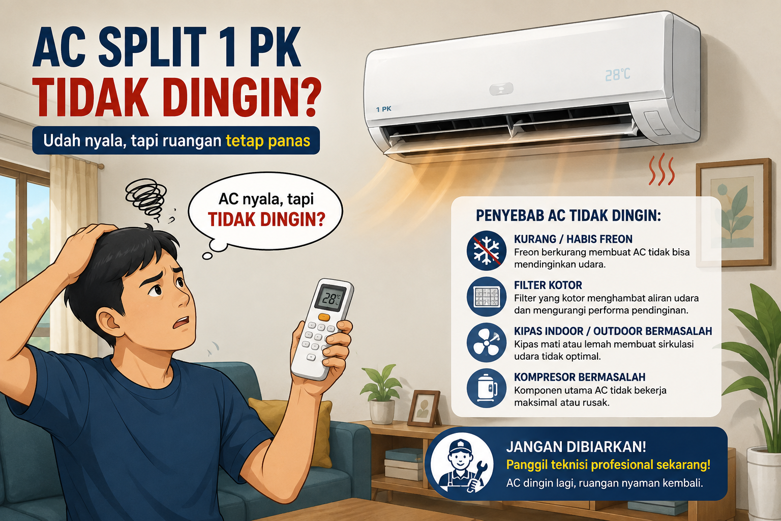 Contoh Landing Page Service AC, Kulkas & Mesin Cuci — Teknisi Datang Hari Ini 2 ac tidak dingin