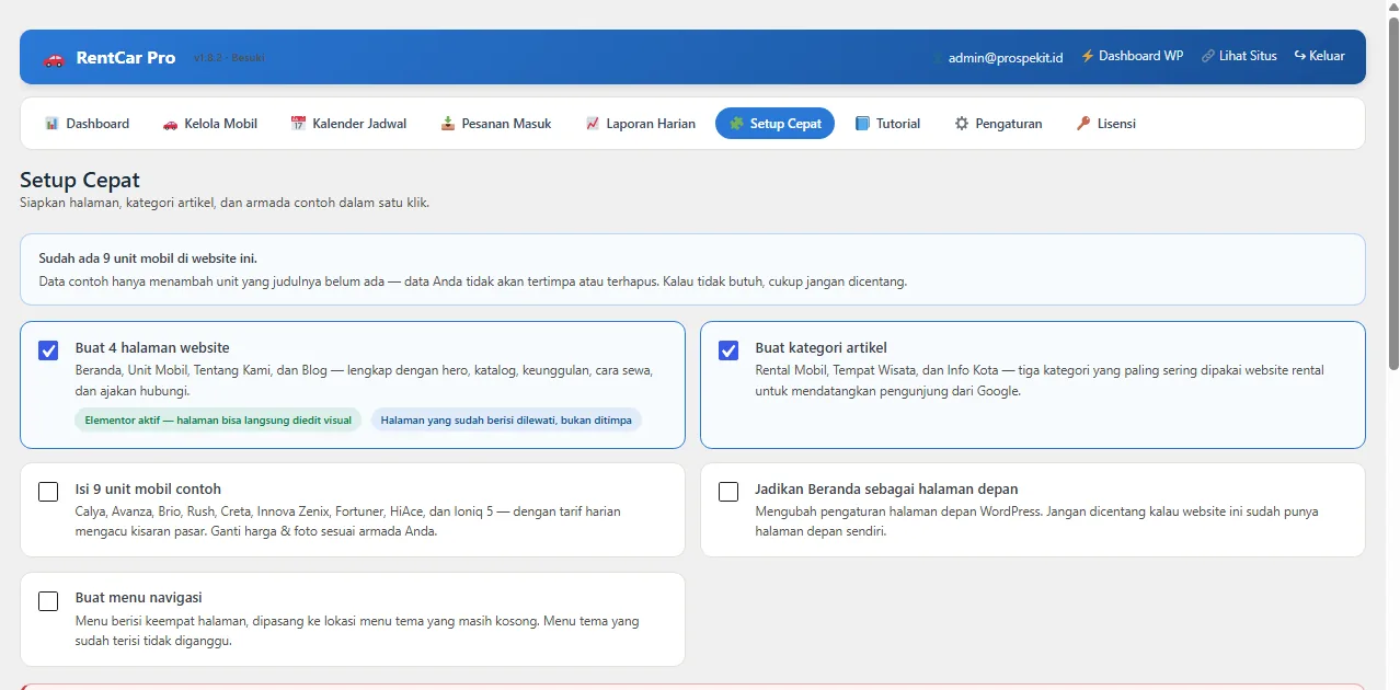 Setup Cepat RentCar Pro