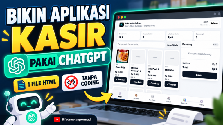 AI Kasir Builder Kit – Aplikasi HTML Siap Pakai + Prompt AI + Video Tutorial 1 thubmnail tutorial aplikasi kasir dengan chatgpt